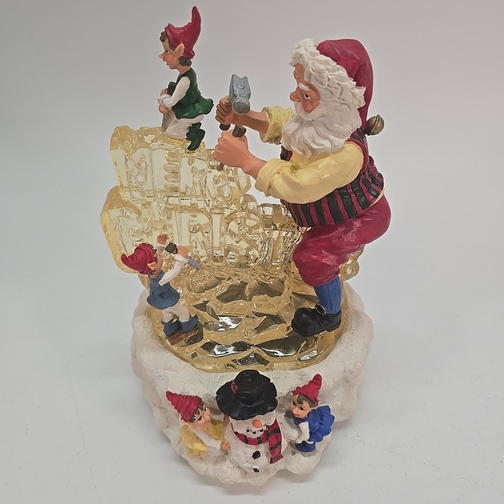 Vintage‎ 8.25" Tall Santa Claus Musical Lighted Merry Christmas Ice Carving